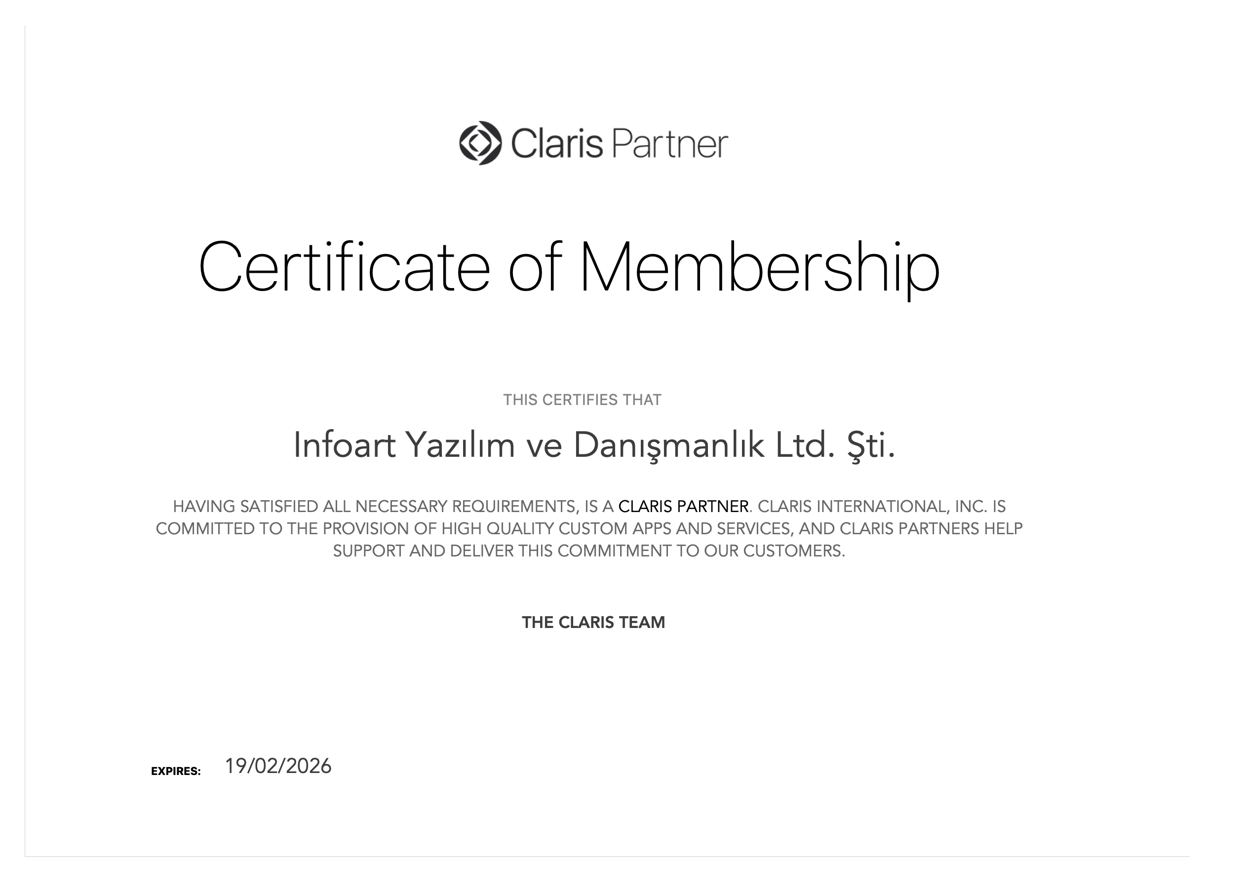 Sertifikalı Claris Partneri