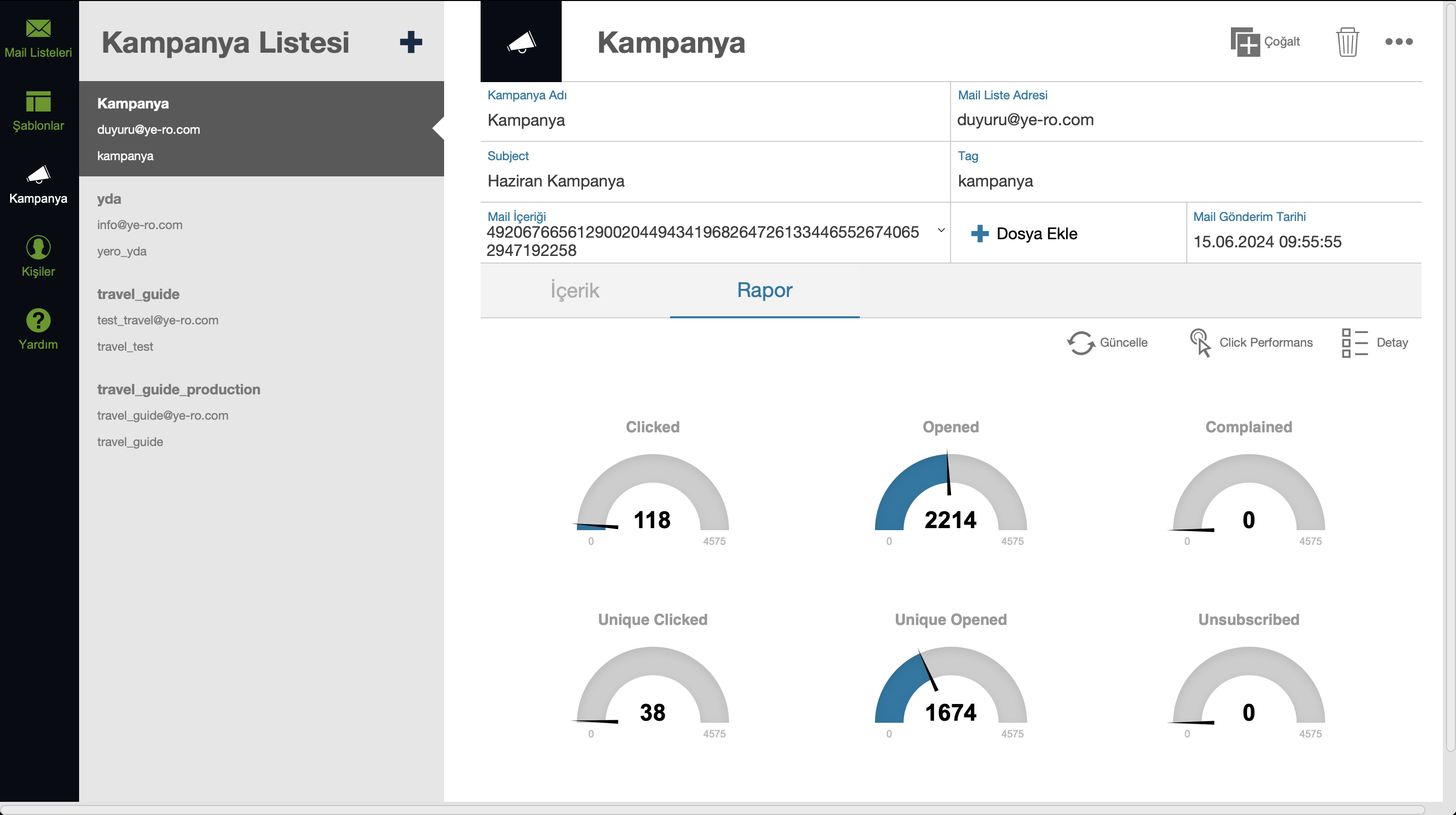infoConnect kampanya raporu